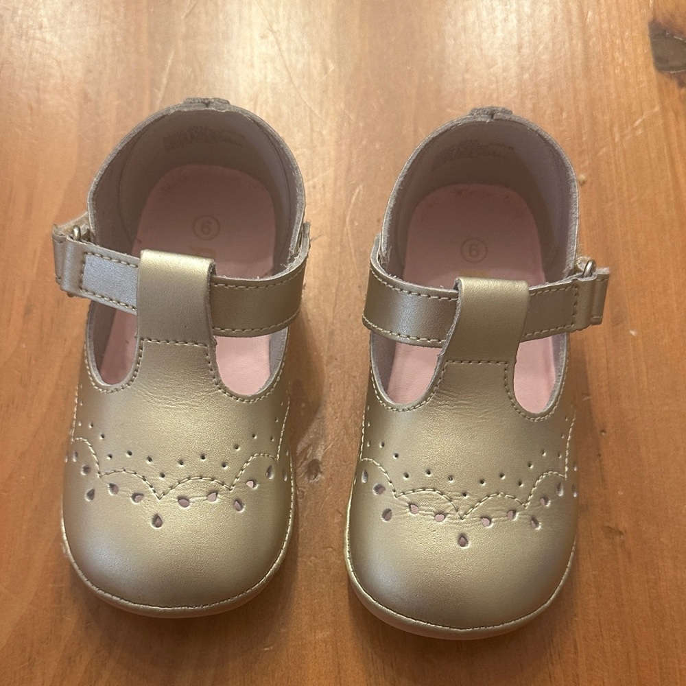 L’amour Angel Gold Mary Jane Shoes